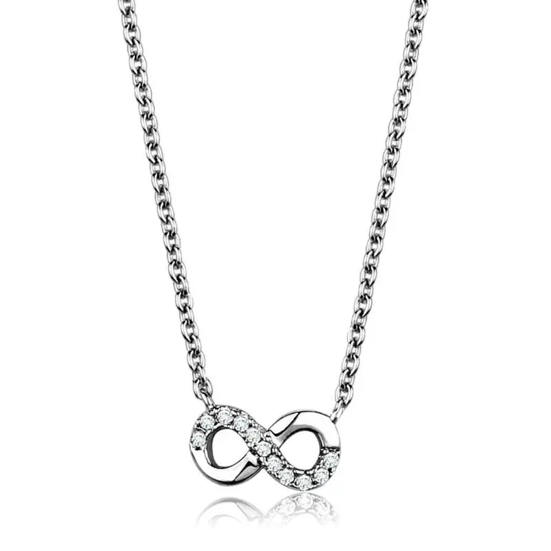 Rhodium Brass Chain Pendant With Aaa Grade Cz In Clear 1