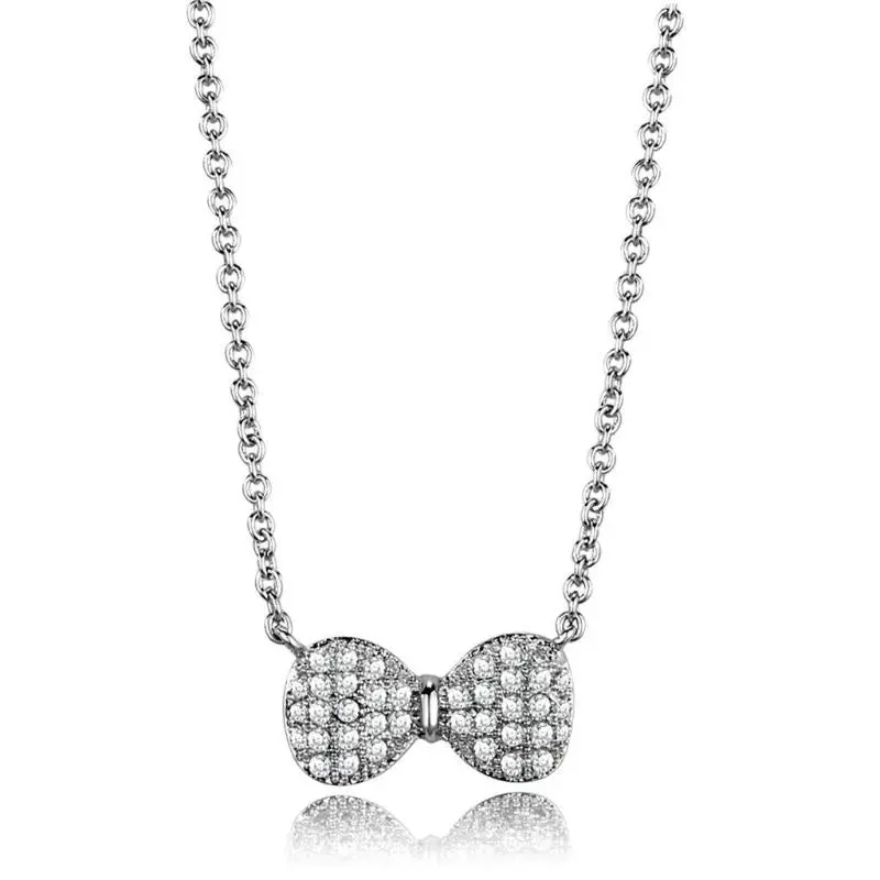 Rhodium Brass Chain Pendant With Aaa Grade Cz In Clear 1