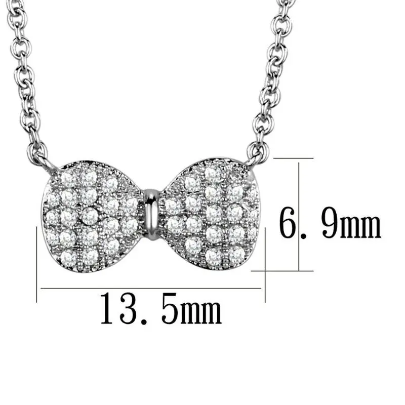 Rhodium Brass Chain Pendant With Aaa Grade Cz In Clear 2