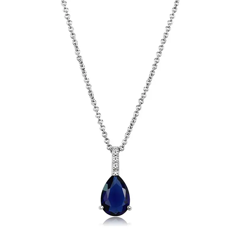 Rhodium Brass Chain Pendant With Synthetic In Montana 1