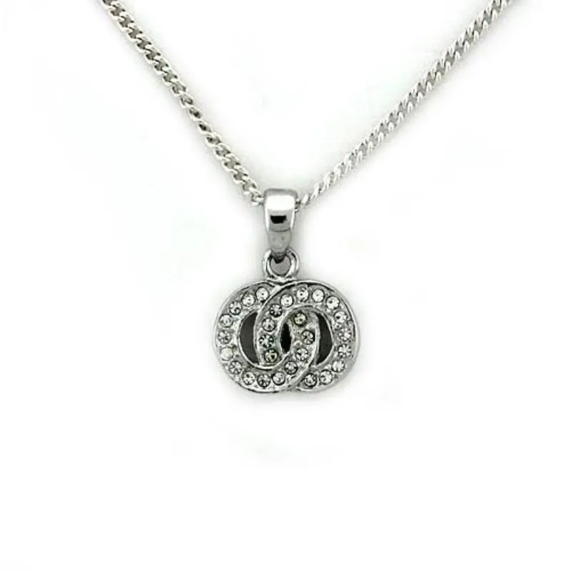 Rhodium Brass Chain Pendant With Top Grade Crystal In Clear 1