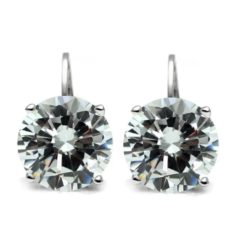 Rhodium Brass Earrings With Aaa Grade Cz In Clear 1