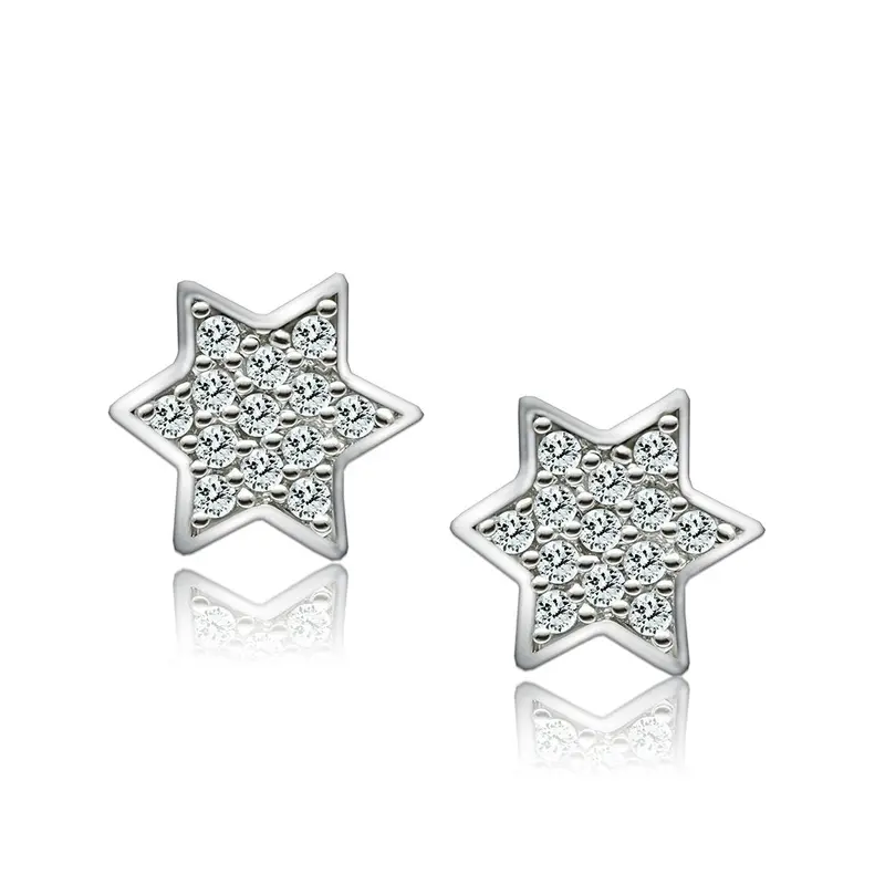 Rhodium Brass Earrings With Aaa Grade Cz In Clear 1