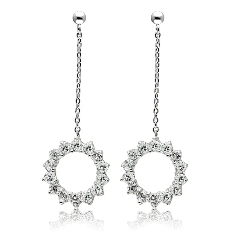 Rhodium Brass Earrings With Aaa Grade Cz In Clear 1