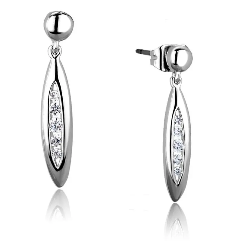 Rhodium Brass Earrings With Aaa Grade Cz In Clear 1
