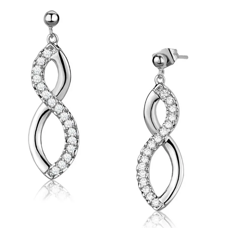 Rhodium Brass Earrings With Aaa Grade Cz In Clear 1