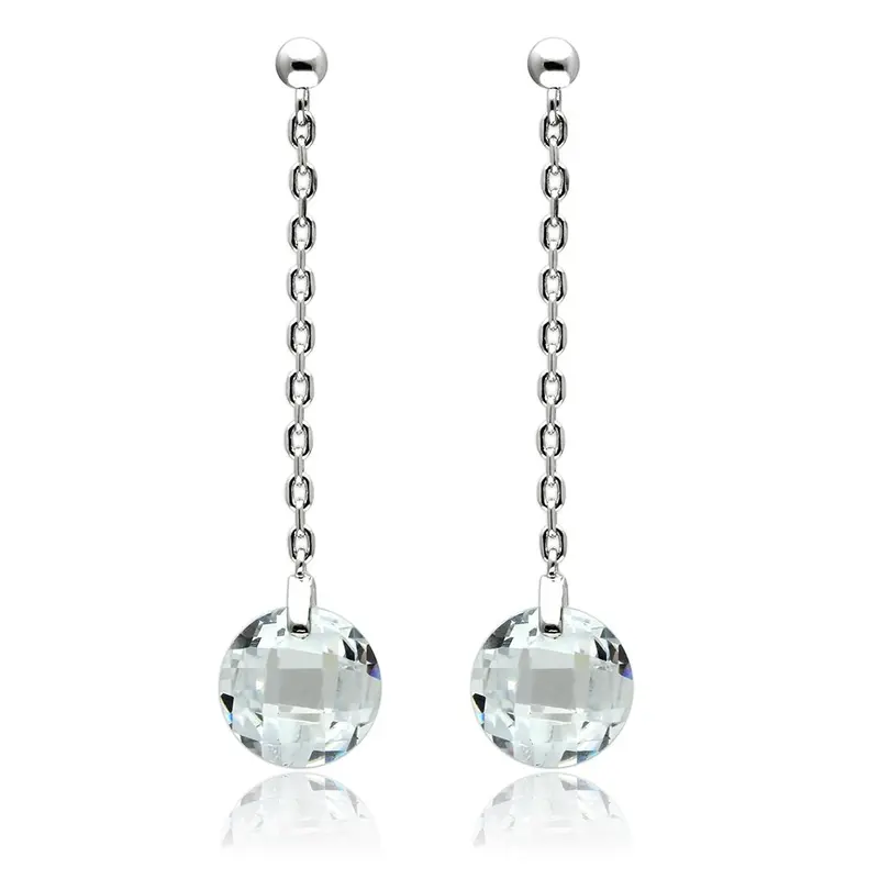 Rhodium Brass Earrings With Aaa Grade Cz In Clear 1