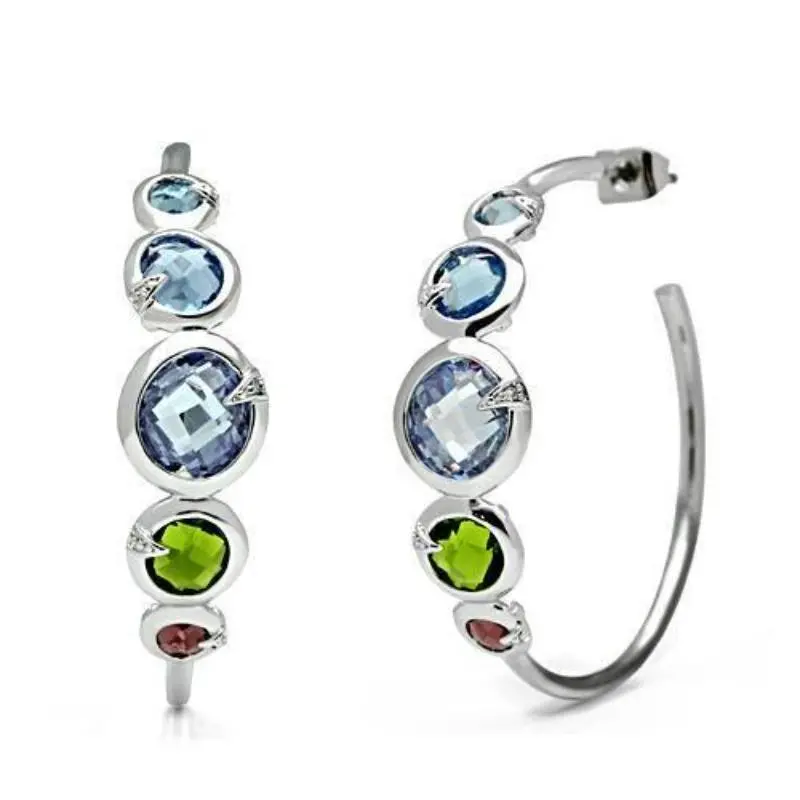 Rhodium Brass Earrings With Aaa Grade Cz In Multi Color 1
