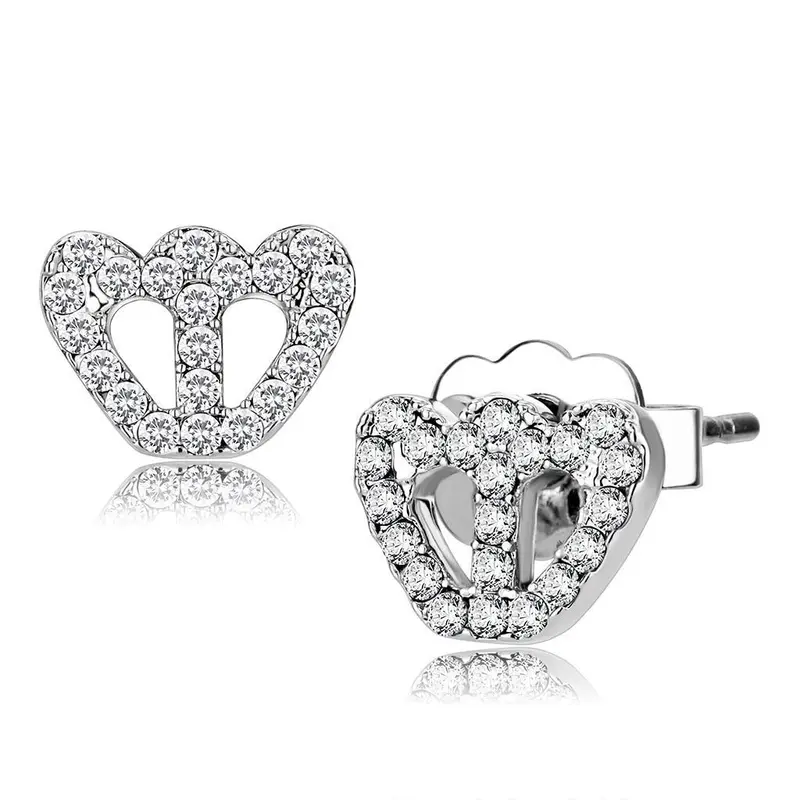 Rhodium Brass Earrings With Top Grade Crystal In Clear 1