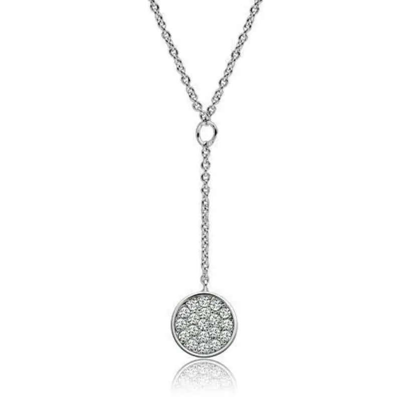 Rhodium Brass Necklace With Aaa Grade Cz In Clear 1