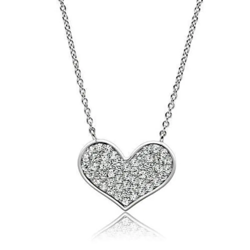 Rhodium Brass Necklace With Aaa Grade Cz In Clear 1