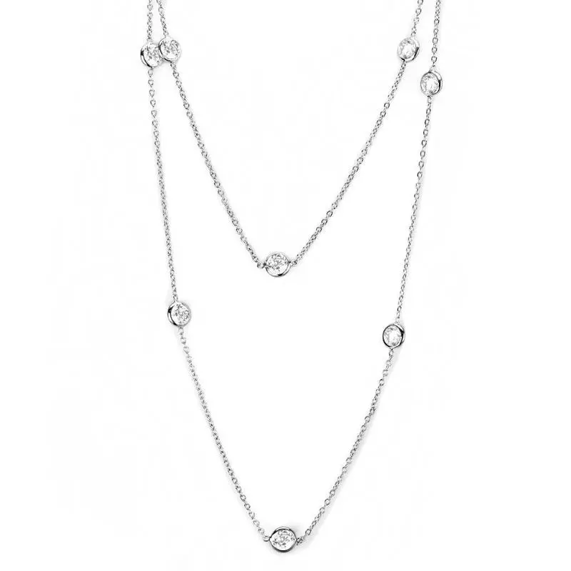Rhodium Brass Necklace With Aaa Grade Cz In Clear 1