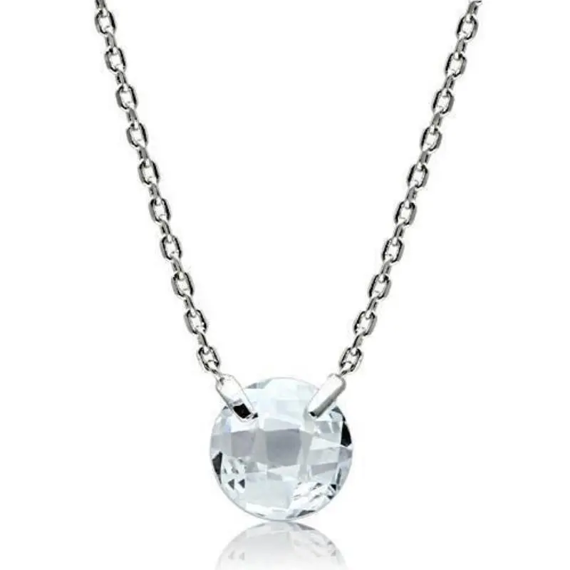 Rhodium Brass Necklace With Aaa Grade Cz In Clear 1
