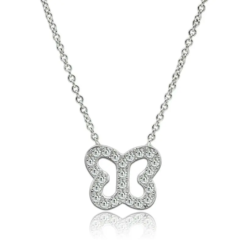 Rhodium Brass Necklace With Aaa Grade Cz In Clear 1