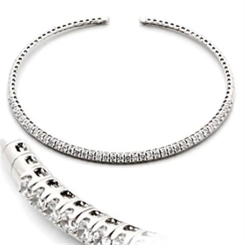 Rhodium Brass Necklace With Aaa Grade Cz In Clear 1