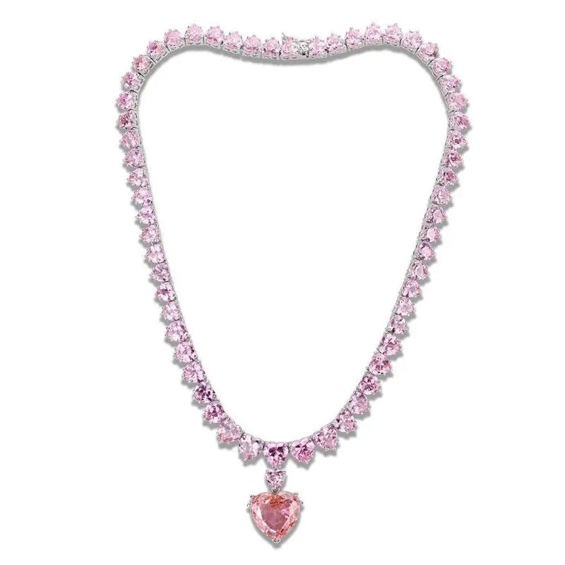 Rhodium Brass Necklace With Aaa Grade Cz In Rose 1