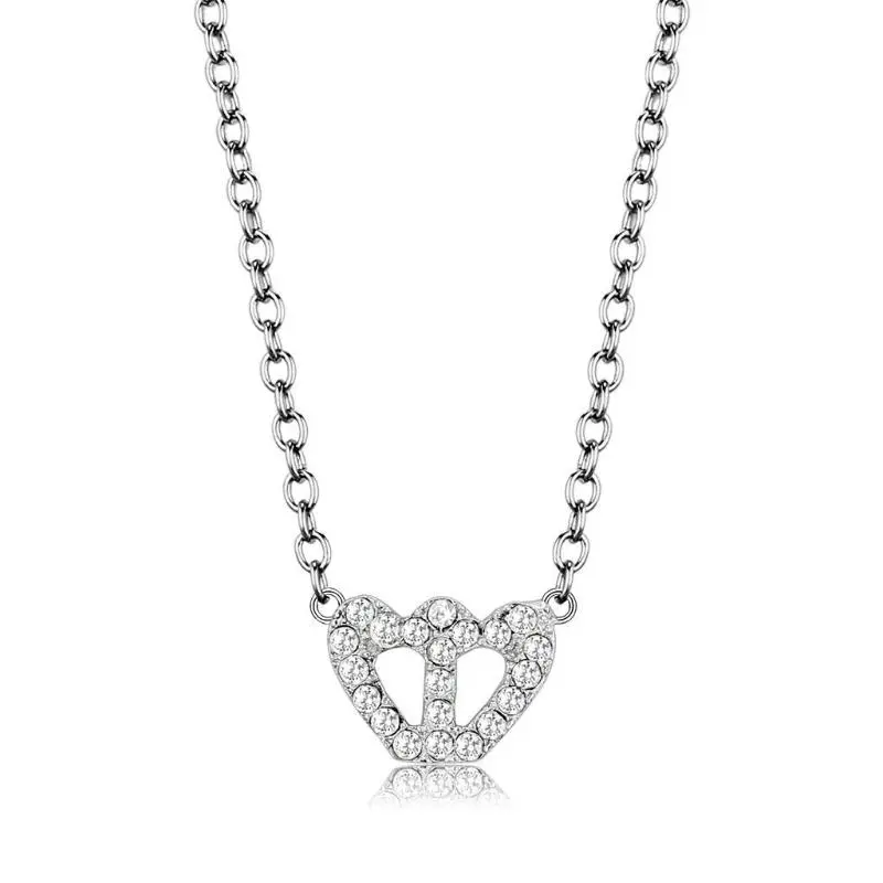 Rhodium Brass Necklace With Top Grade Crystal In Clear 1