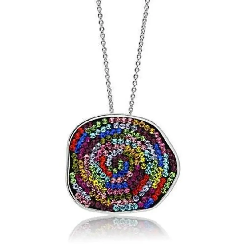 Rhodium Brass Pendant With Top Grade Crystal In Multi Color 1