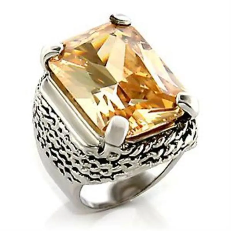 Rhodium Brass Ring With Aaa Grade Cz In Champagne 1