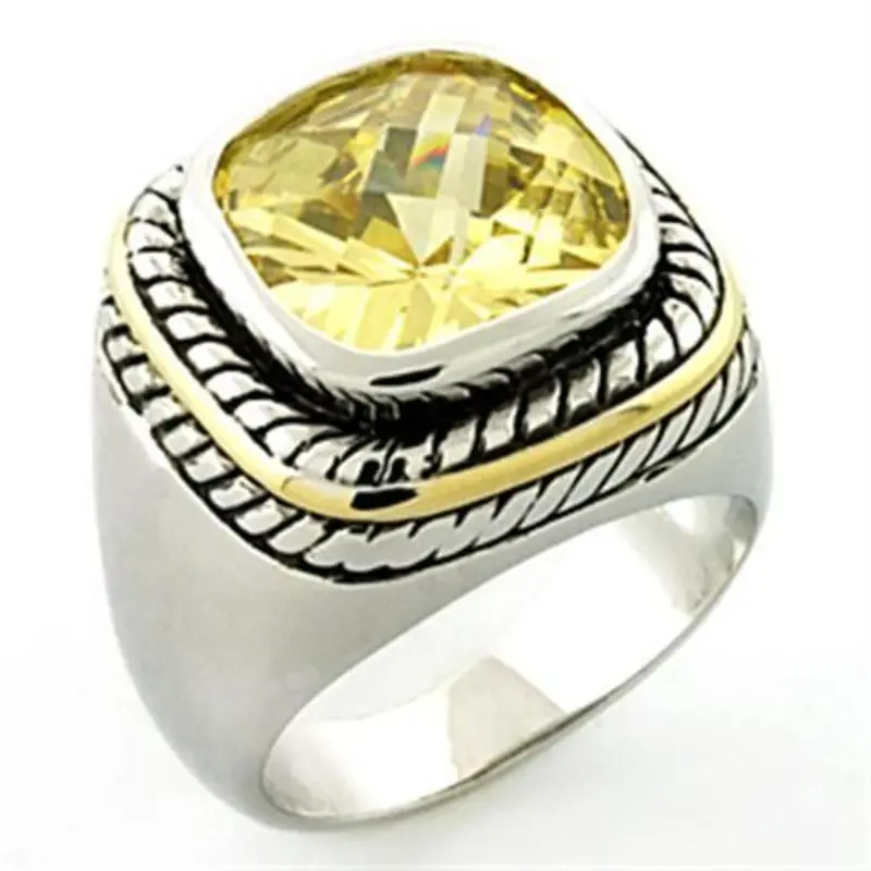 Rhodium Brass Ring With Aaa Grade Cz In Citrine 1