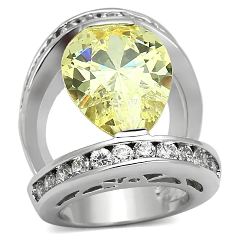 Rhodium Brass Ring With Aaa Grade Cz In Citrine Yellow 1