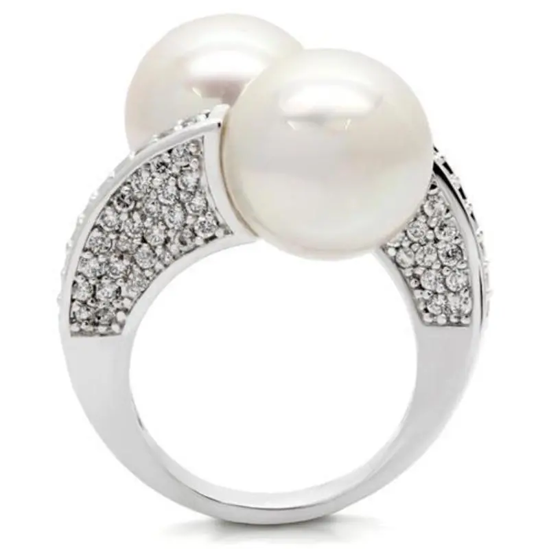Rhodium Brass Ring With Aaa Grade Cz In Clear 1