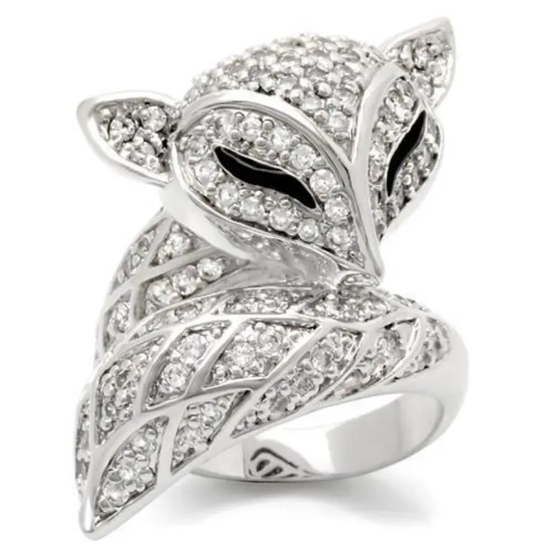 Rhodium Brass Ring With Aaa Grade Cz In Clear 1