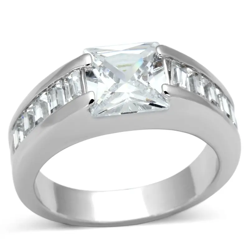 Rhodium Brass Ring With Aaa Grade Cz In Clear 1