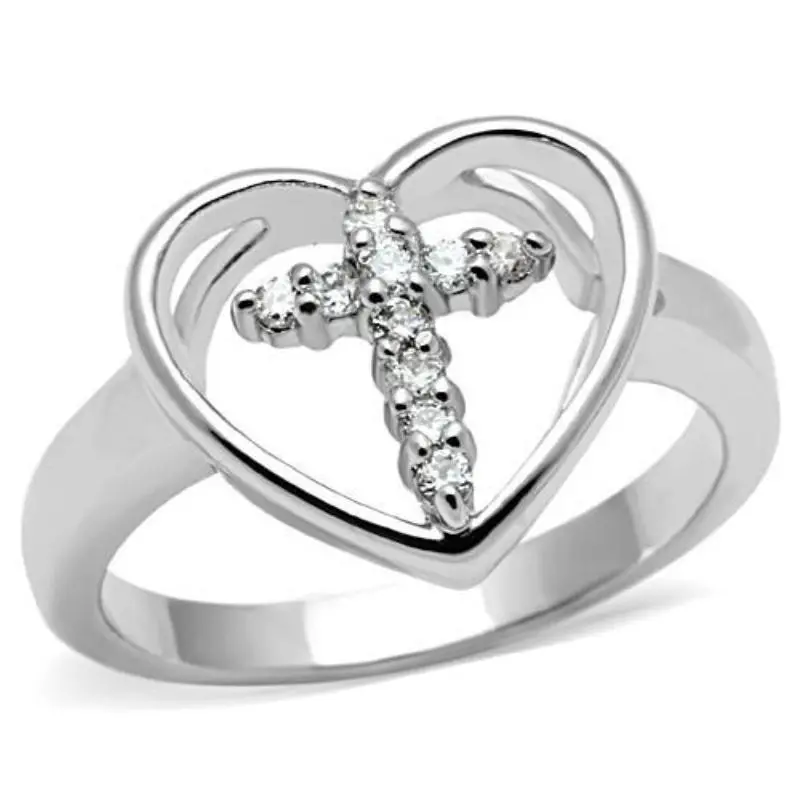 Rhodium Brass Ring With Aaa Grade Cz In Clear 1