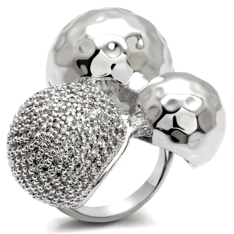 Rhodium Brass Ring With Aaa Grade Cz In Clear 1