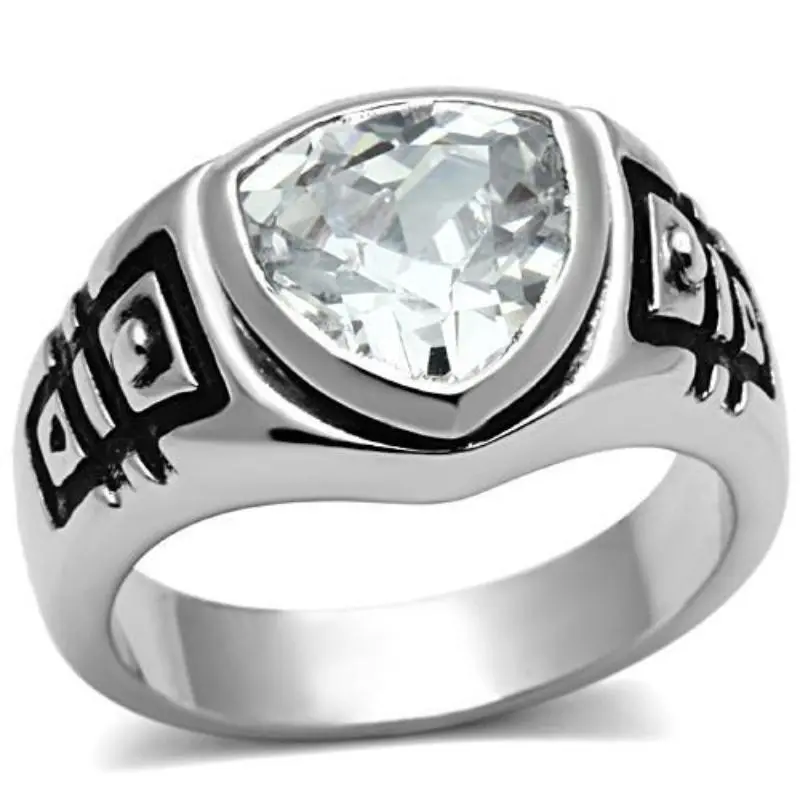 Rhodium Brass Ring With Aaa Grade Cz In Clear 1