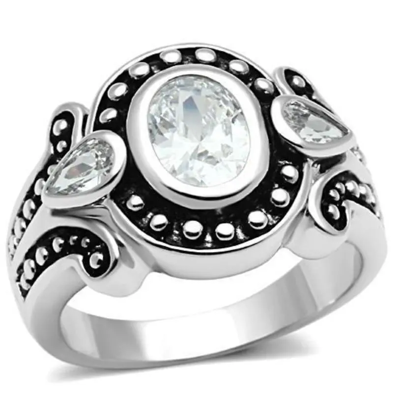 Rhodium Brass Ring With Aaa Grade Cz In Clear 1