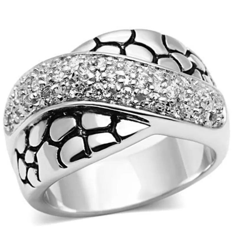 Rhodium Brass Ring With Aaa Grade Cz In Clear 1