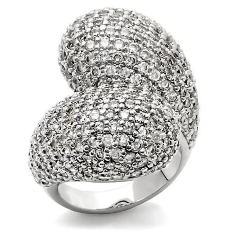 Rhodium Brass Ring With Aaa Grade Cz In Clear 1