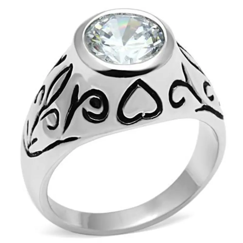 Rhodium Brass Ring With Aaa Grade Cz In Clear 1