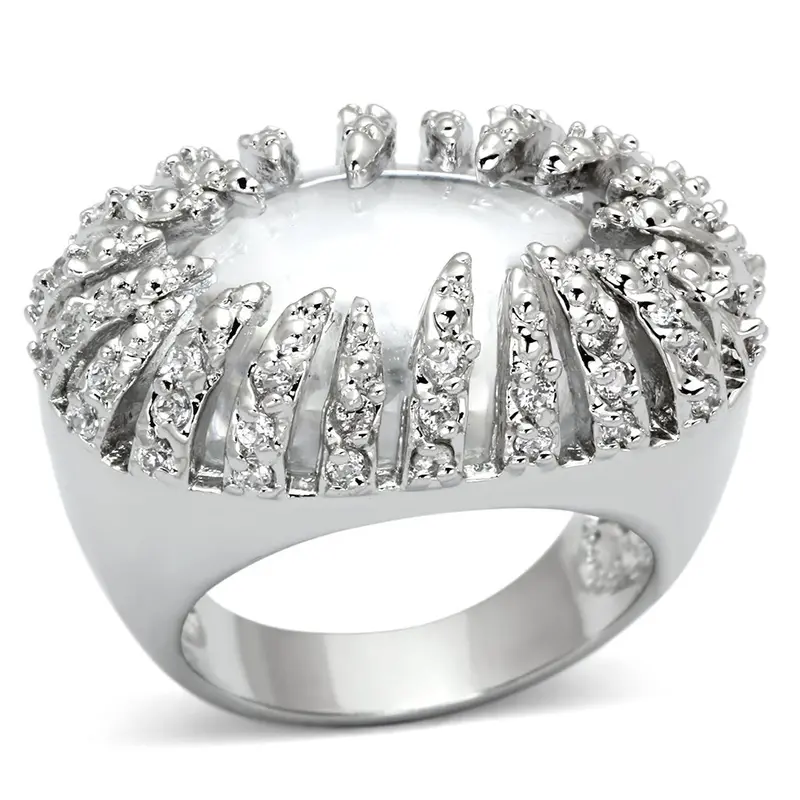 Rhodium Brass Ring With Aaa Grade Cz In Clear 1