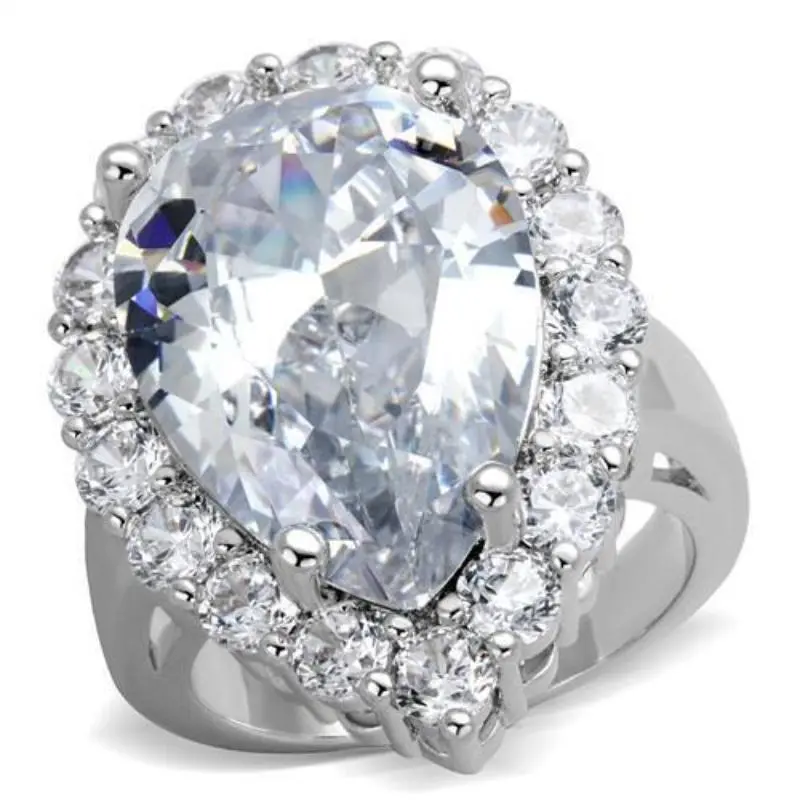 Rhodium Brass Ring With Aaa Grade Cz In Clear 1