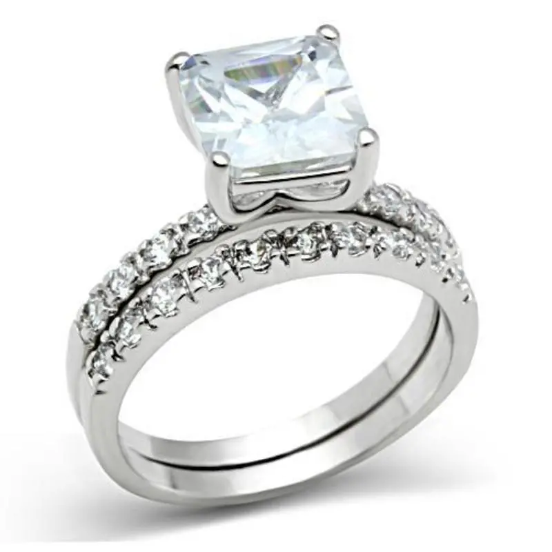 Rhodium Brass Ring With Aaa Grade Cz In Clear 1