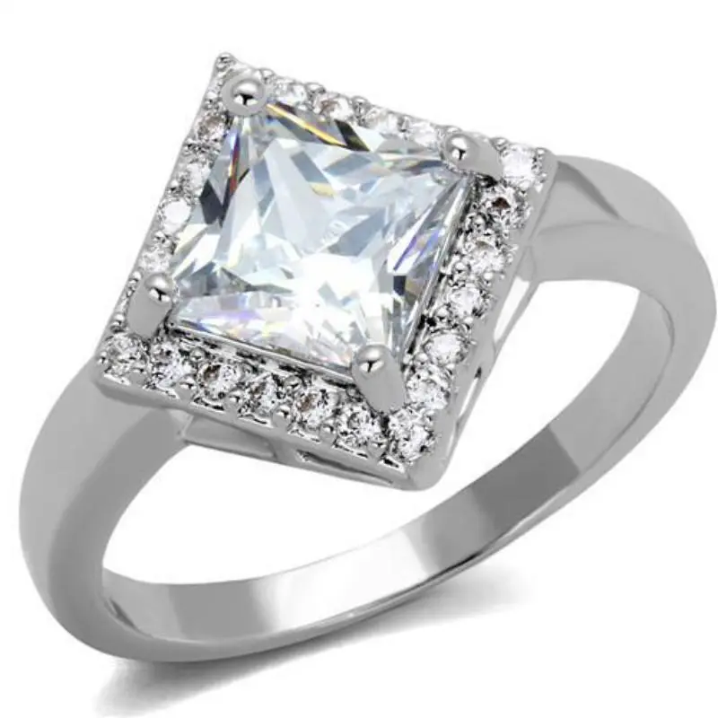 Rhodium Brass Ring With Aaa Grade Cz In Clear 1