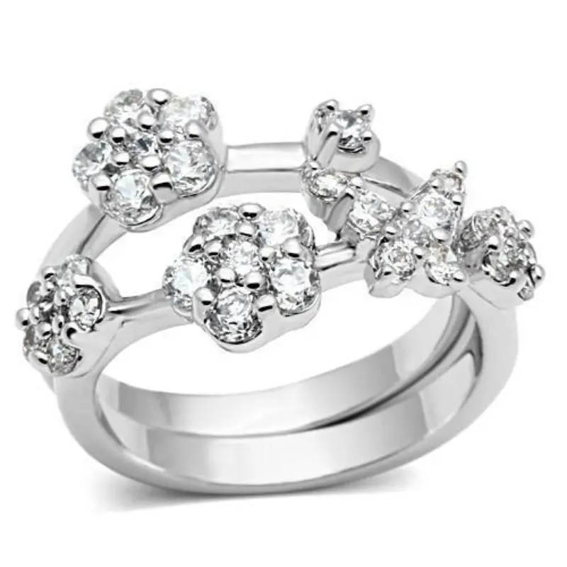 Rhodium Brass Ring With Aaa Grade Cz In Clear 1