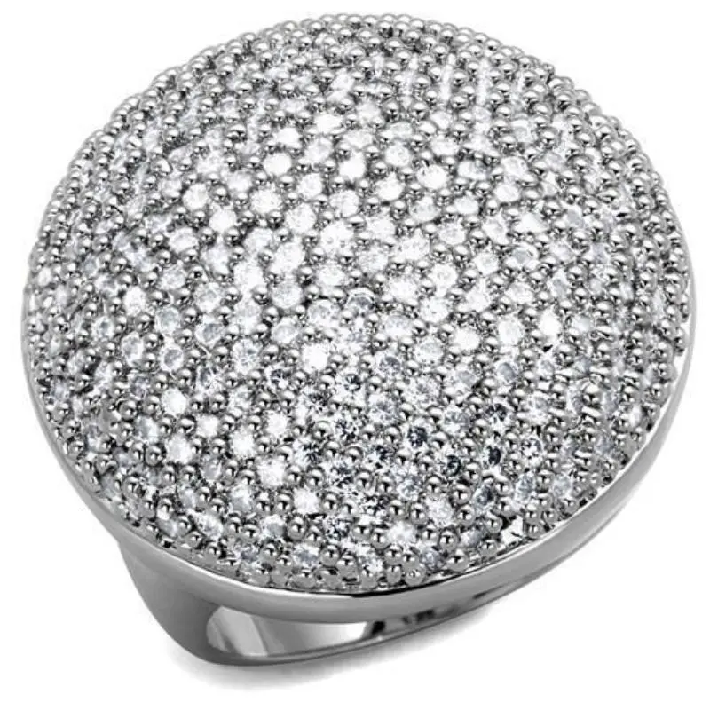 Rhodium Brass Ring With Aaa Grade Cz In Clear 1