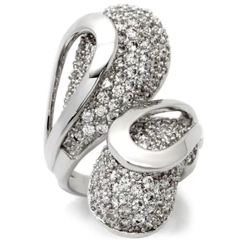 Rhodium Brass Ring With Aaa Grade Cz In Clear 1
