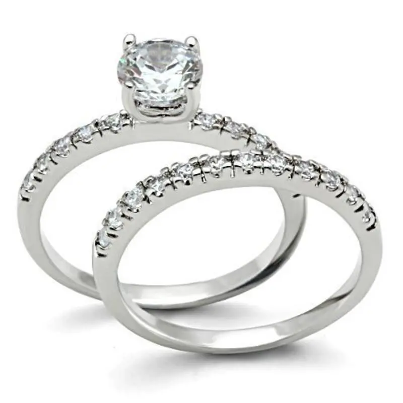 Rhodium Brass Ring With Aaa Grade Cz In Clear 1