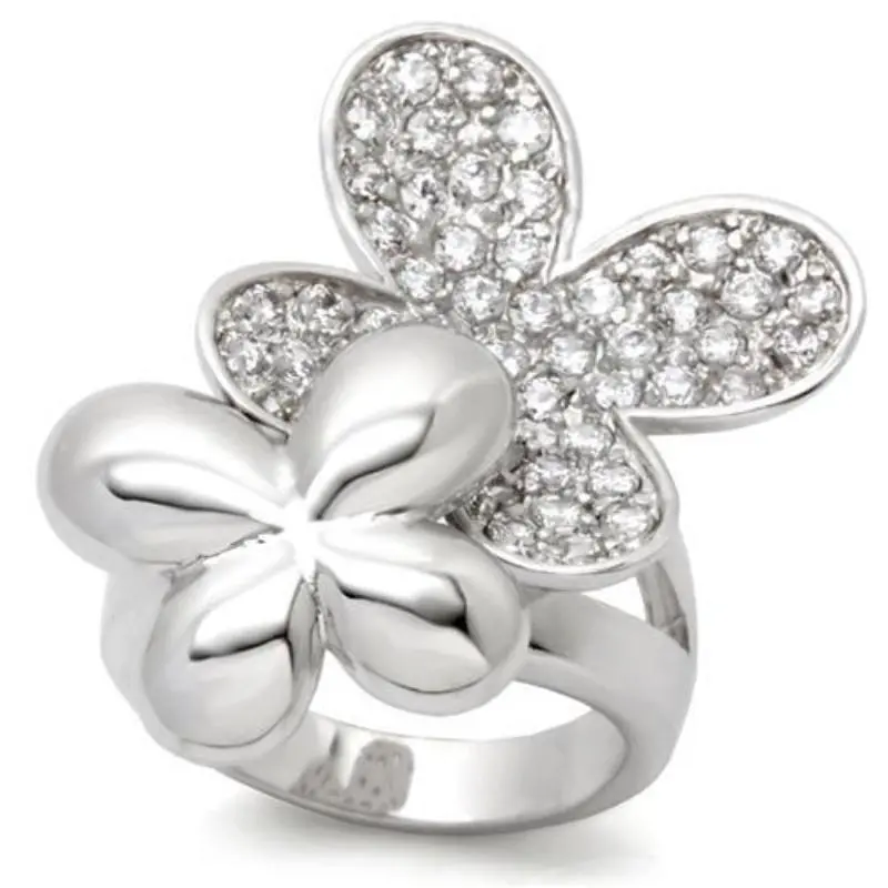 Rhodium Brass Ring With Aaa Grade Cz In Clear 1