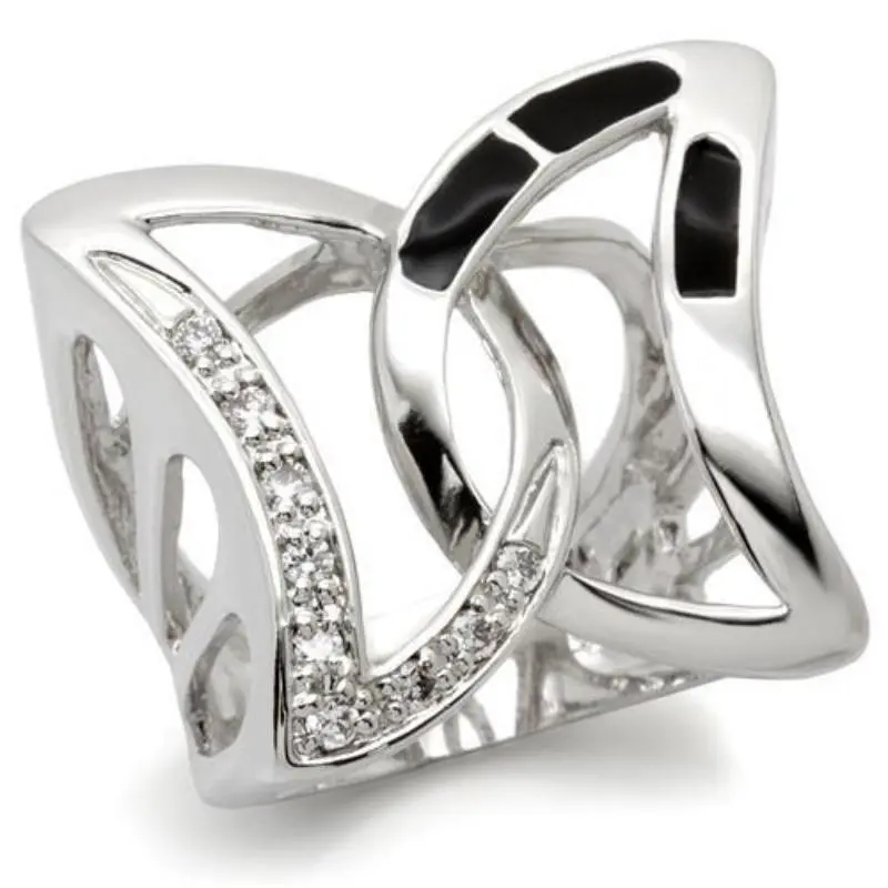 Rhodium Brass Ring With Aaa Grade Cz In Clear 1