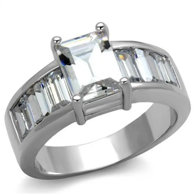 Rhodium Brass Ring With Aaa Grade Cz In Clear 1