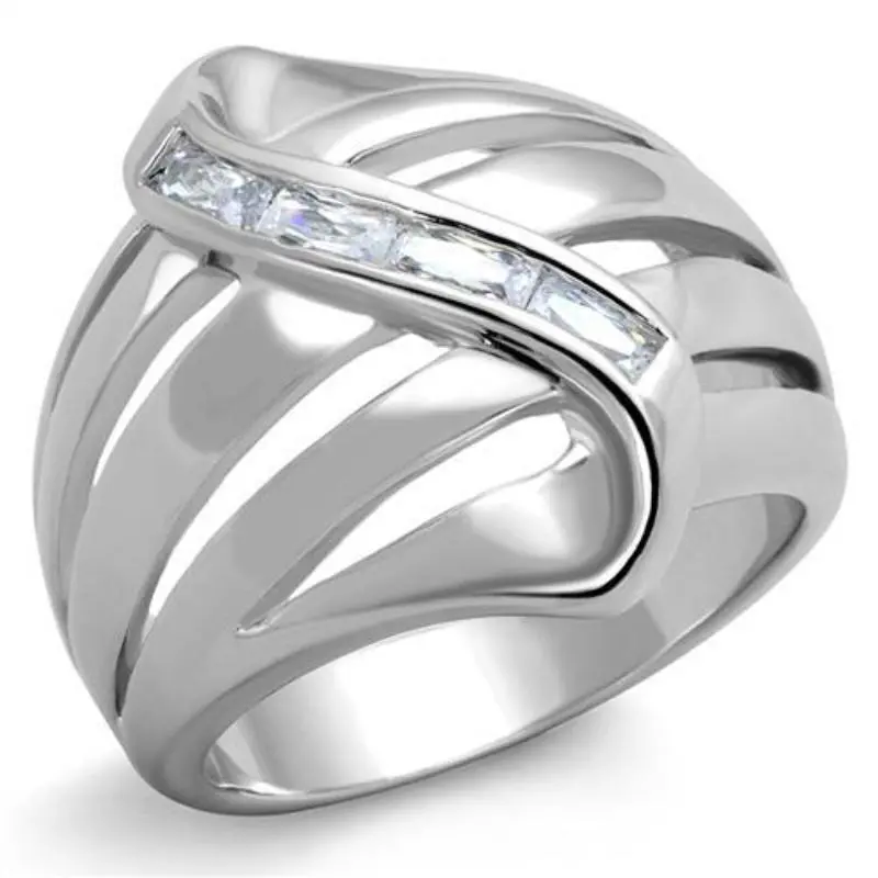 Rhodium Brass Ring With Aaa Grade Cz In Clear 1