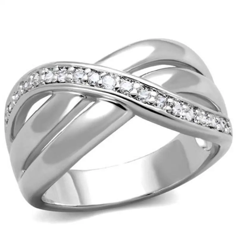 Rhodium Brass Ring With Aaa Grade Cz In Clear 1