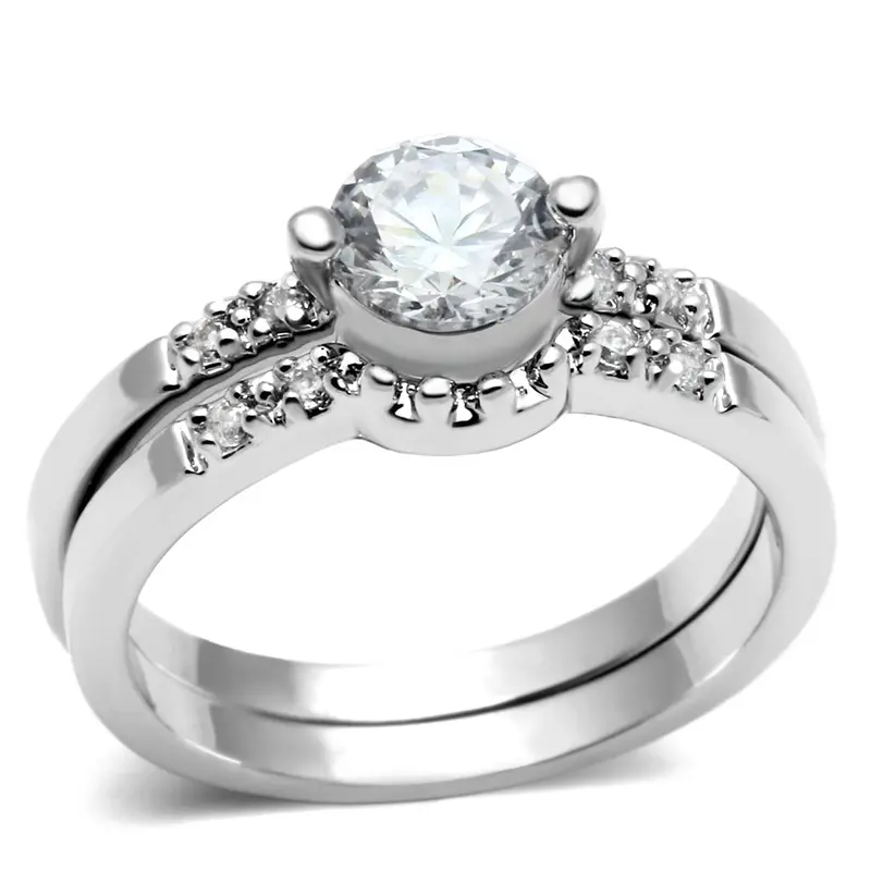 Rhodium Brass Ring With Aaa Grade Cz In Clear 1