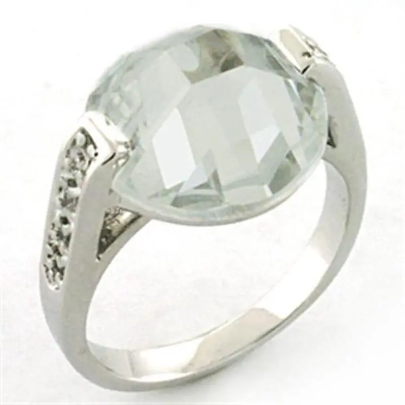Rhodium Brass Ring With Aaa Grade Cz In Clear 1